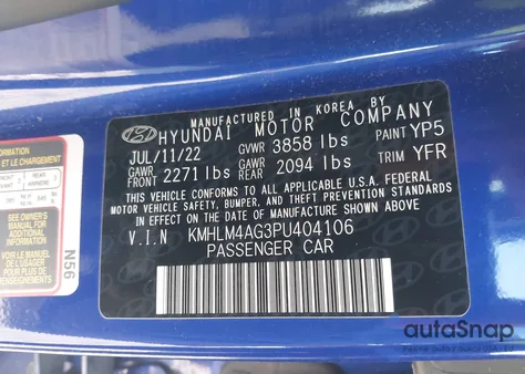 2023 Hyundai Elantra Sel из США, поврежденный, VIN KMHLM4AG3PU404106